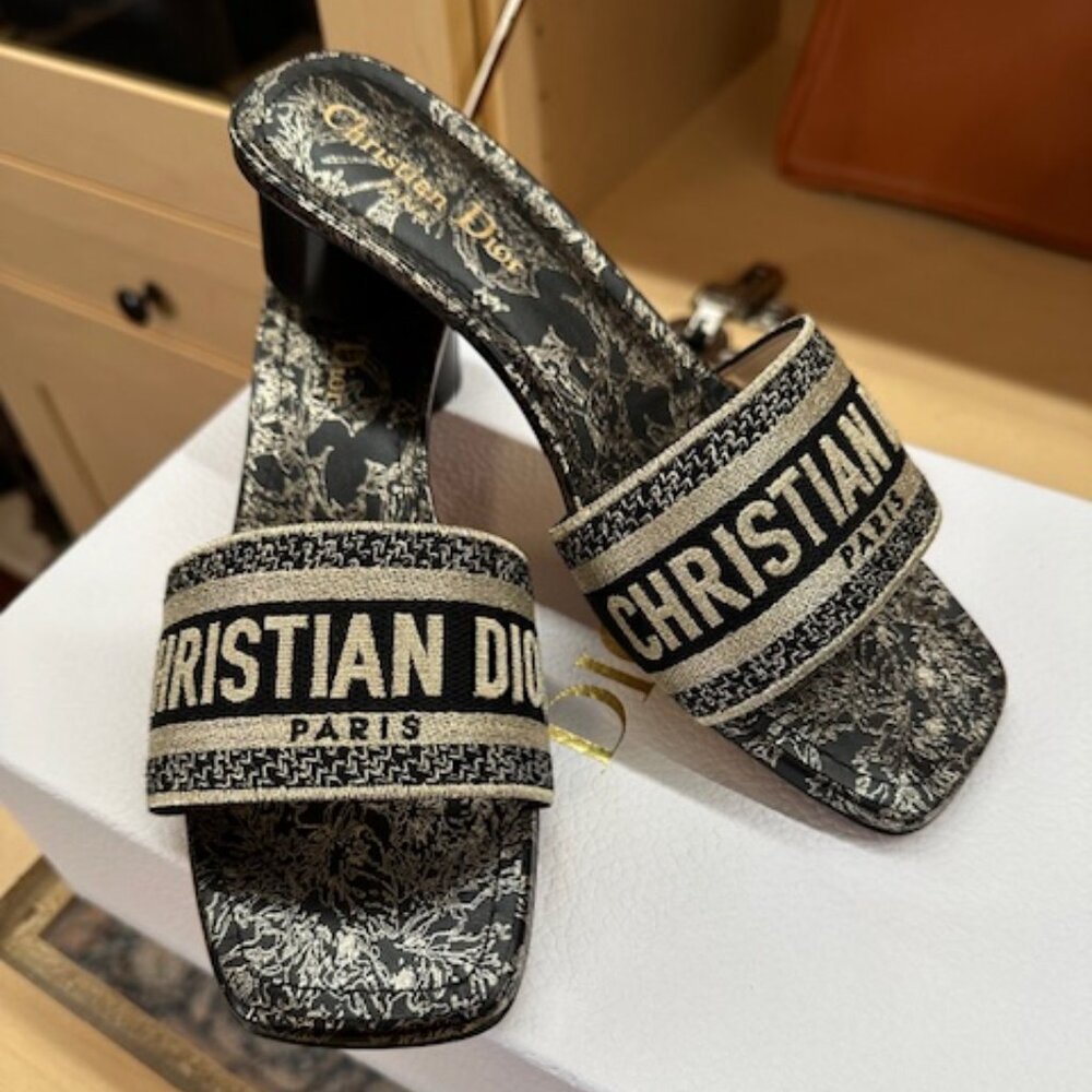 Dior Chardons Print Black Size 37 Sandals - Picture 2 of 7